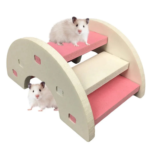 Rainbow Bridge Hamster Toy: Colorful plastic bridge for hamsters.