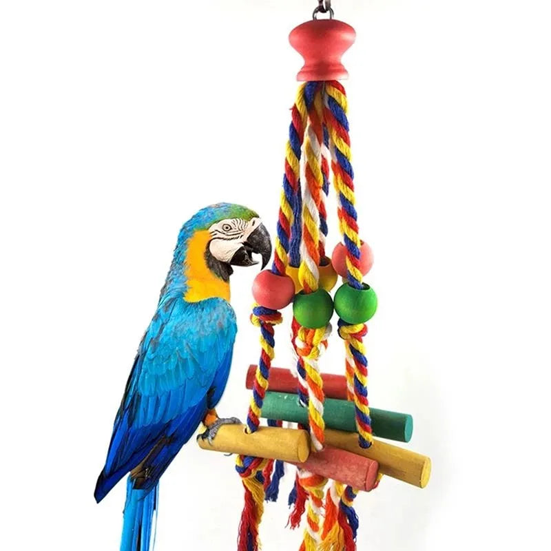 Parrot Chew Rope Bridge Toy: Cockatiels Training Swing Hang