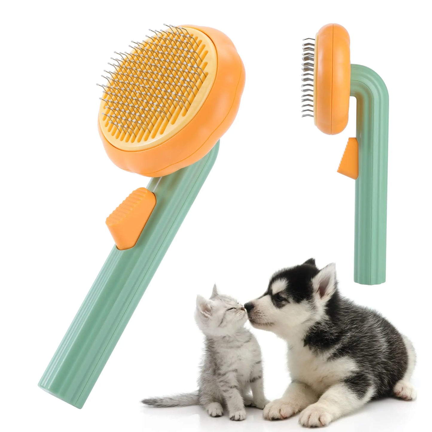 Pumpkin Brush: Self-Cleaning Slicker Brush, Removes Mats, Tangled Hair