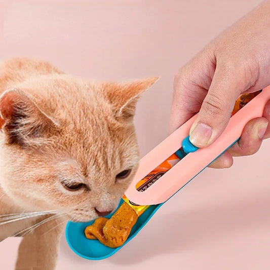 Pet Feed Spoon: Dispenser for Liquid Food, Snack Strip Squeezer