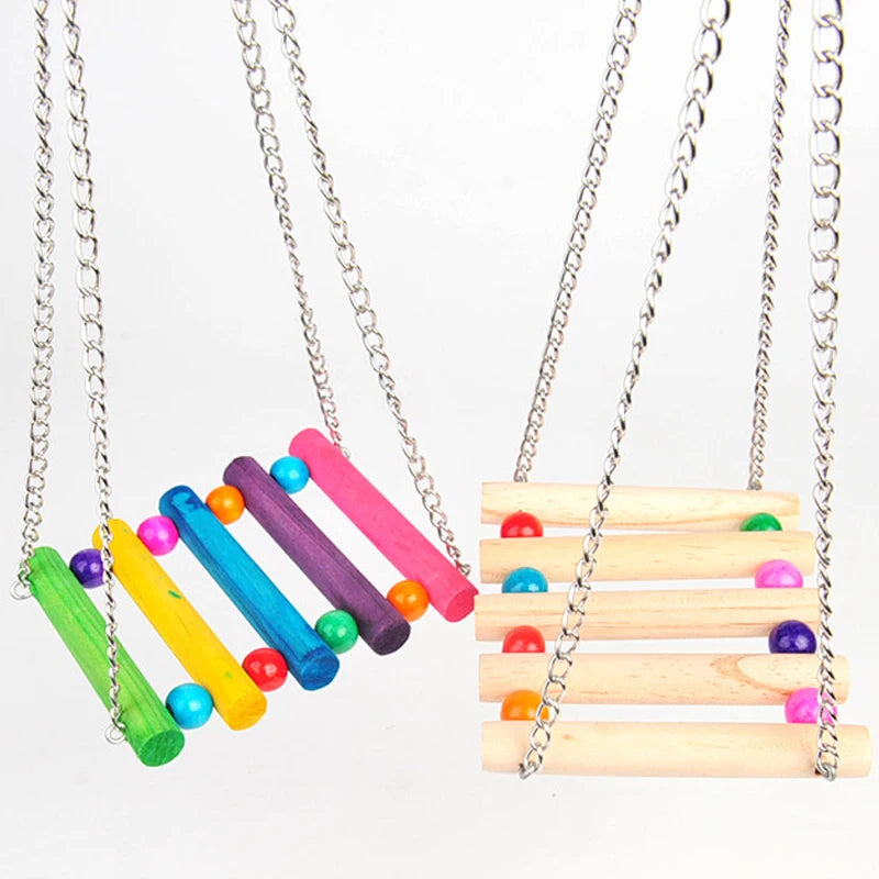 Colorful Parrot Swing Ladder: Fun Bird Exercise Supplies