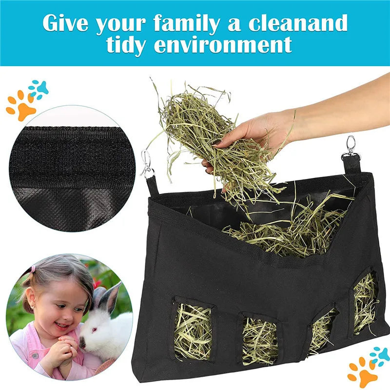 Rabbit Hay Feeder Bag: Hanging Hay Storage for Small Pets.