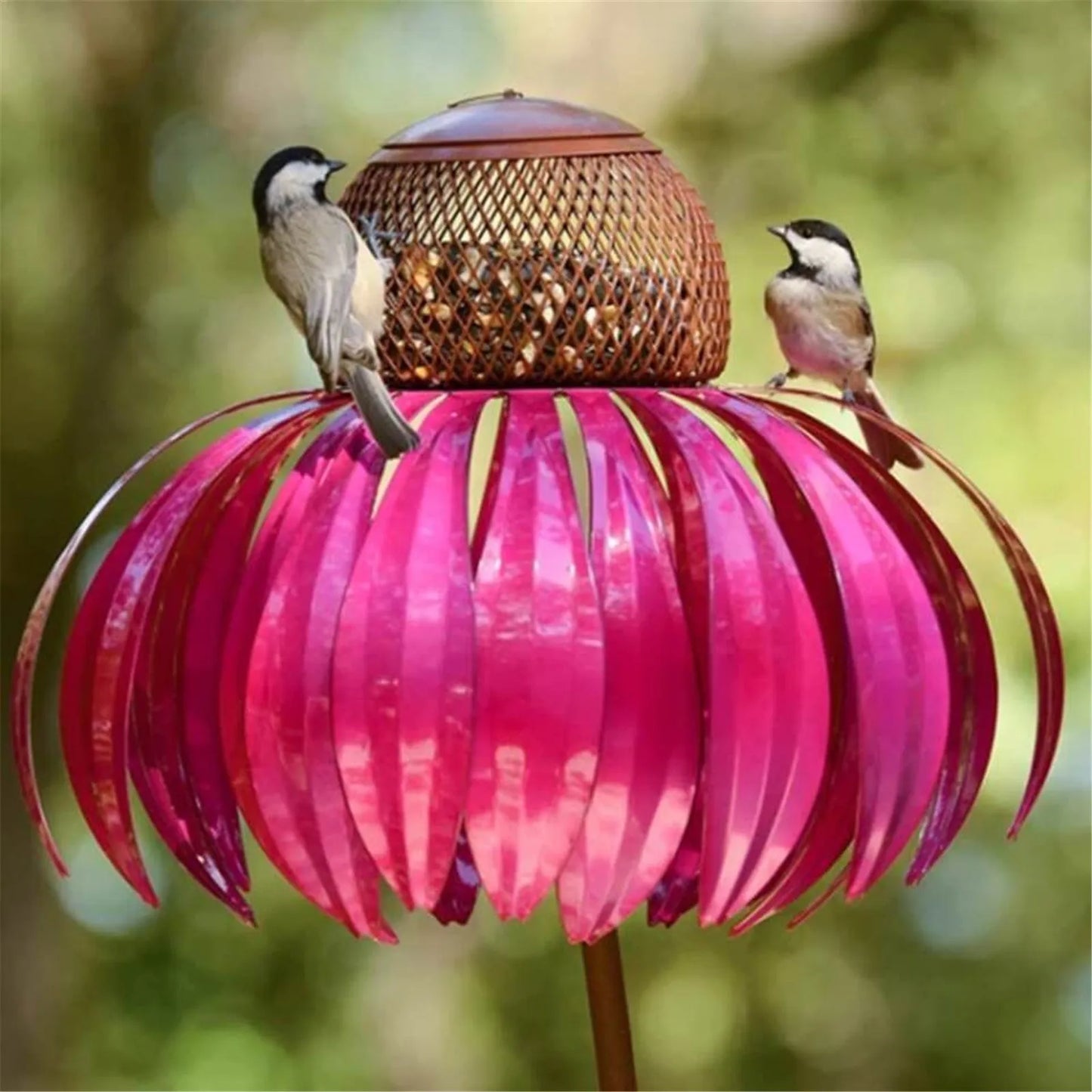 Flower-Shaped Bird Feeder: Decorative feeder for garden birds.