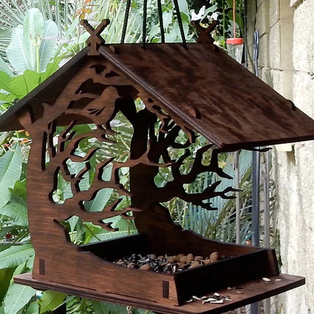 Outdoor bird feeder: Garden accessory for bird lovers, automatic feeding.