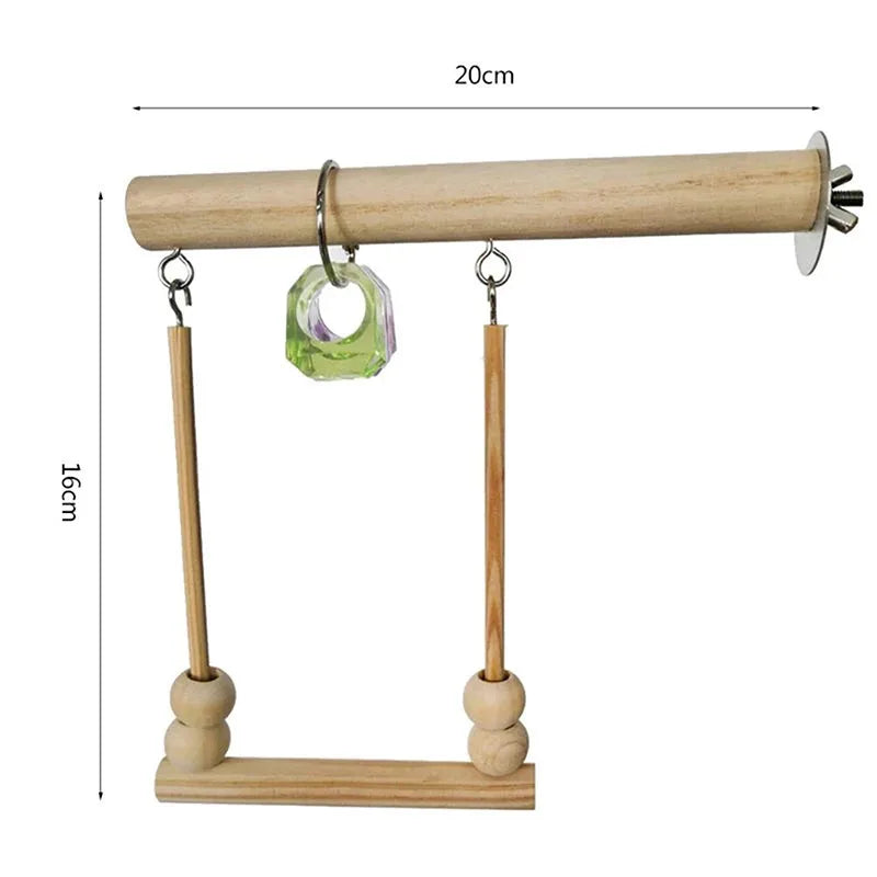 Wooden Parrot Toy: Exercise Climbing Playstand, Hammock with Bells