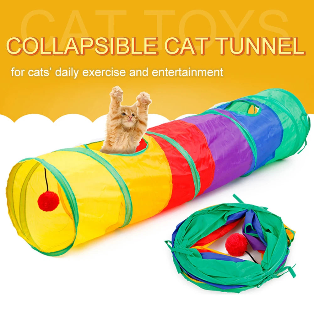 Cat Tunnel Toy: Indoor-Outdoor, Colorful, Interactive Puzzle for Cats.