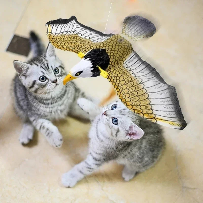 Electric interactive bird toy: Engaging playtime for cats, rope scratcher.