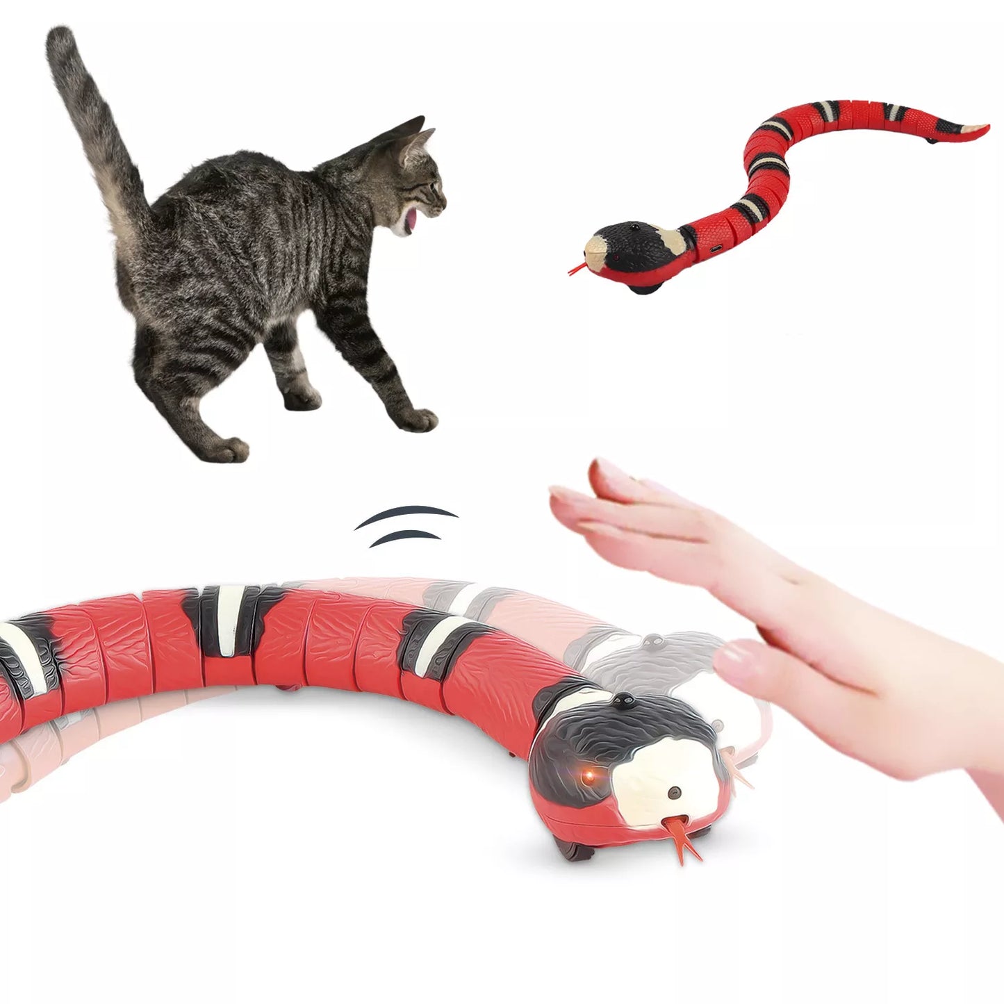 Interactive cat toys: USB rechargeable, automatic snake teaser.