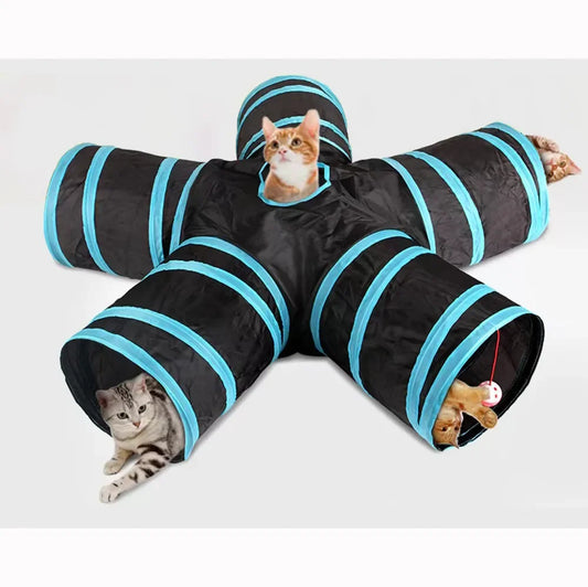 Wear-resistant Cat Play Tunnel: Foldable, crinkle toy for cats.