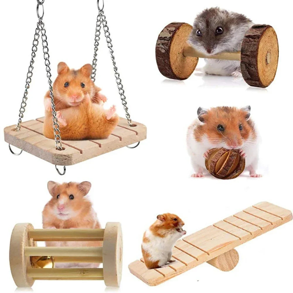 Rabbit Roller Toys: Natural wood, chew toys, suitable for small pets.