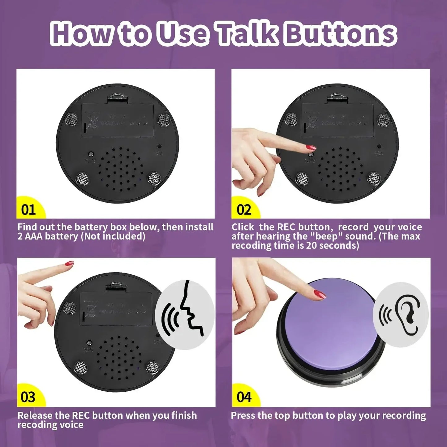 Pet Sound Button: Talking Toy, Recording Device, Training Aid