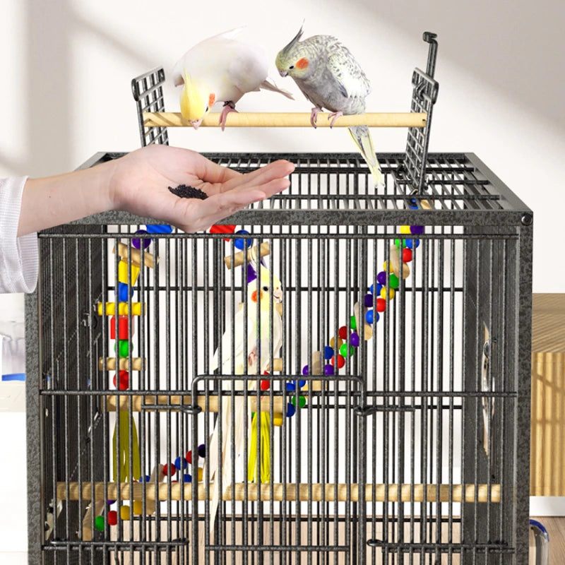 Parrot Bird Cage: Feeder Toy Grass Nest