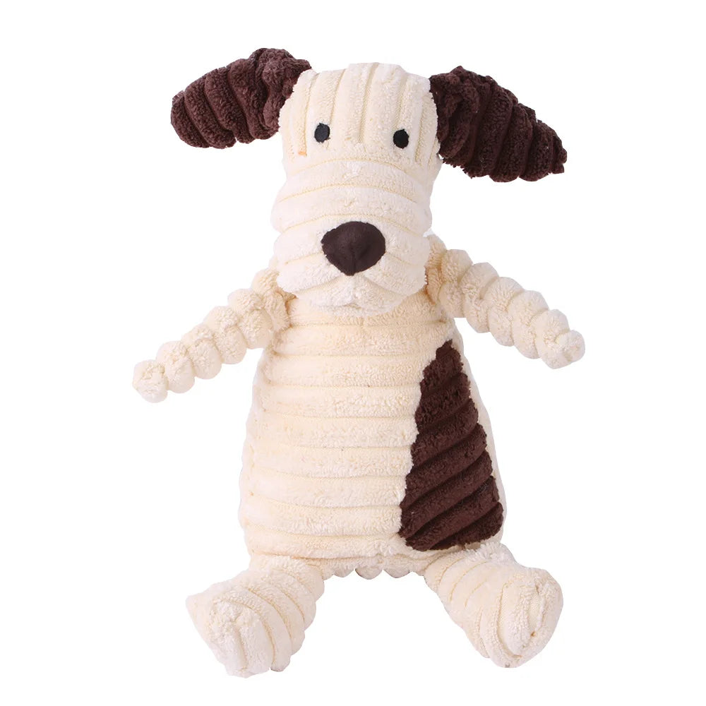 Plush Animal Dog Toy: Squeaky Corduroy Toy for Training