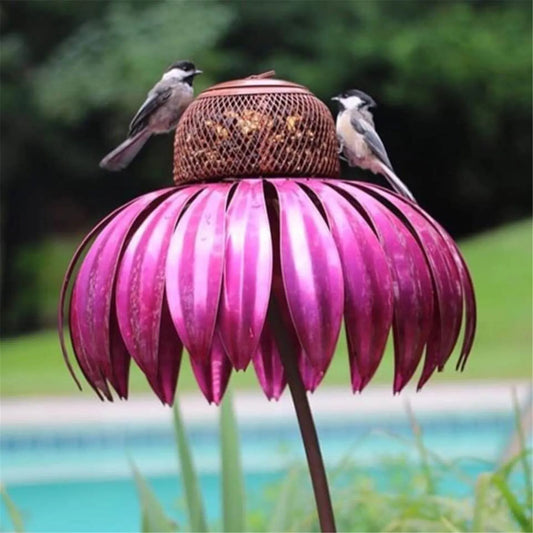 Flower-Shaped Bird Feeder: Decorative feeder for garden birds.