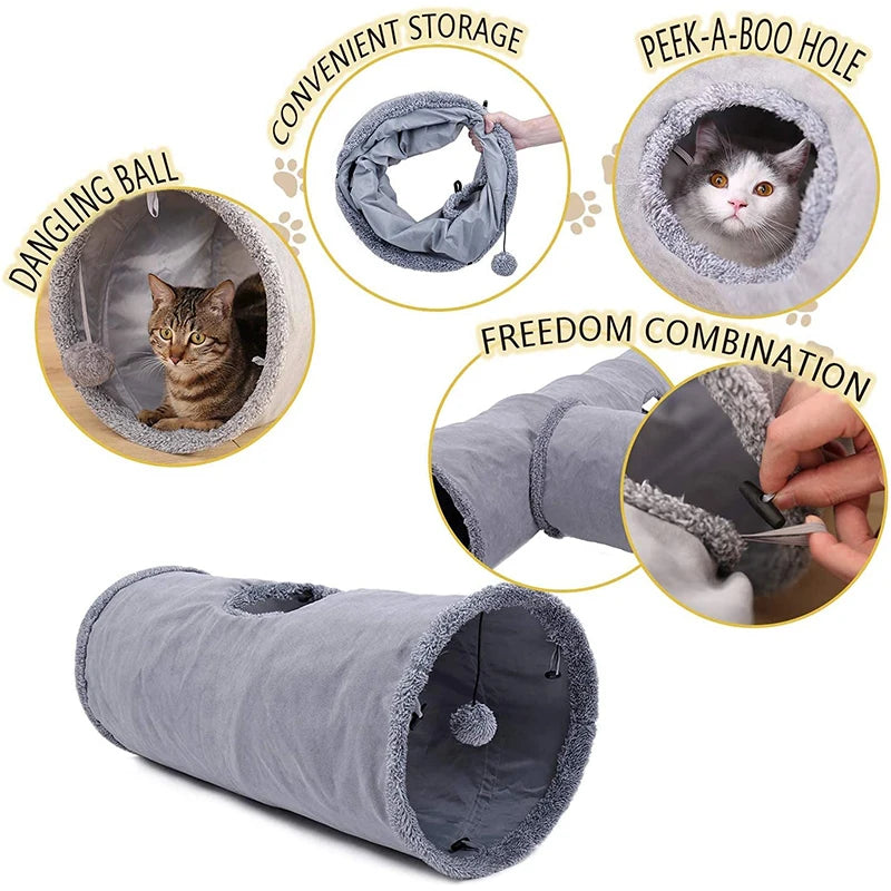 Cat Tunnel with Ball: Collapsible, fun, for cats, dogs, bunnies.