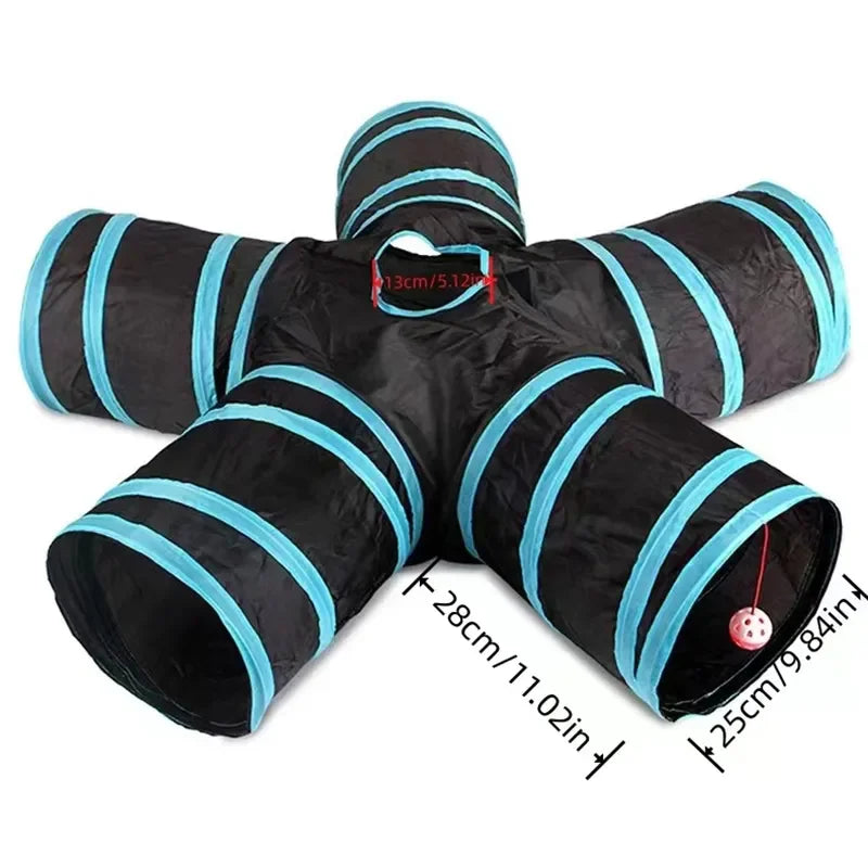 Wear-resistant Cat Play Tunnel: Foldable, crinkle toy for cats.