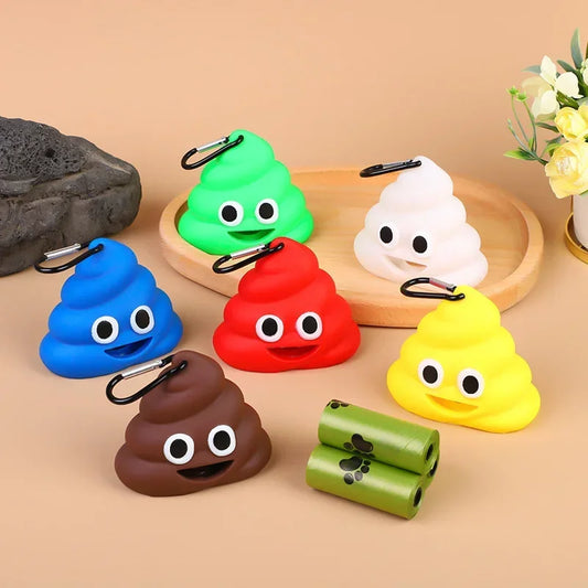 Waste Bag Dispenser: Silicone, Poop-shaped Storage, Pet Cleaning.