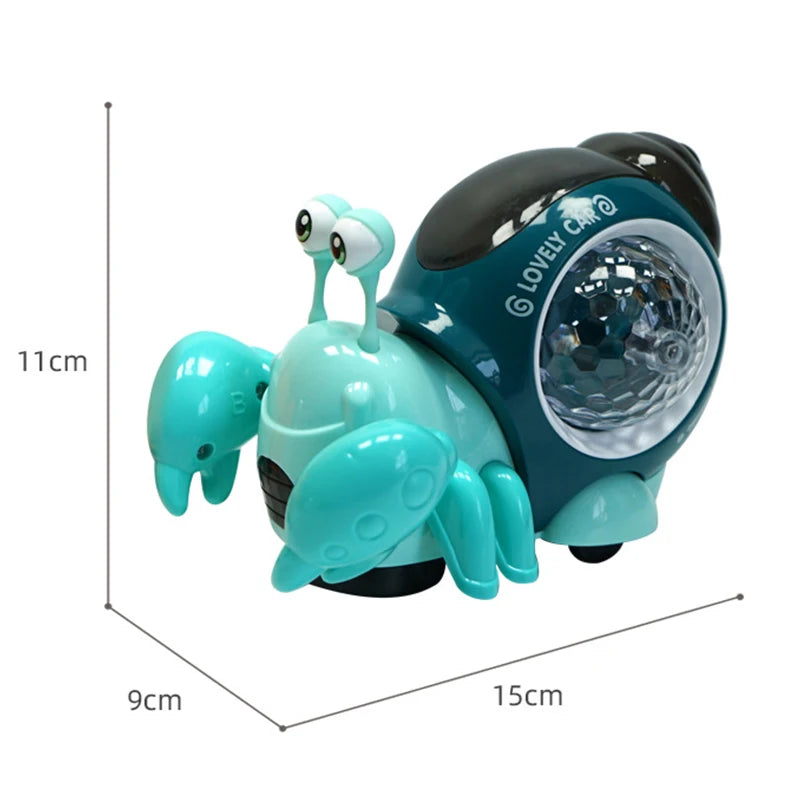 Electronic Pets: Crawling crab, walking snail, glowing light, toddler toy.