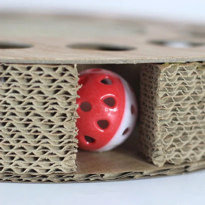 Pet Cat Scratcher: Cardboard with Balls, Catnip, Interactive Toy