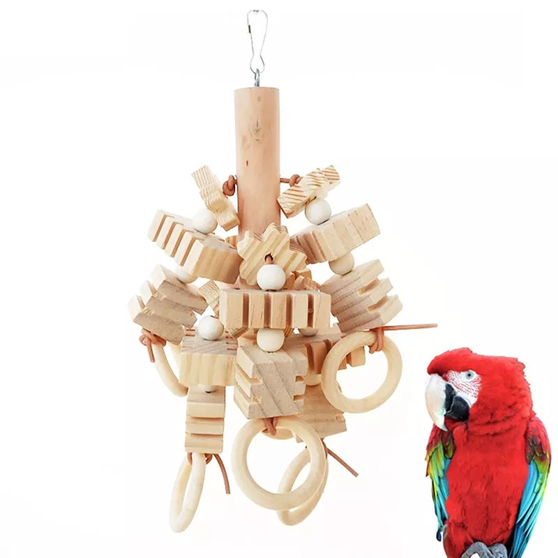 Parrot Chewing Wooden Toy: Environmental Protection Bird Cage Bite.