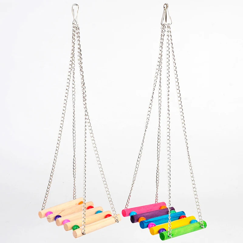 Colorful Parrot Swing Ladder: Fun Bird Exercise Supplies