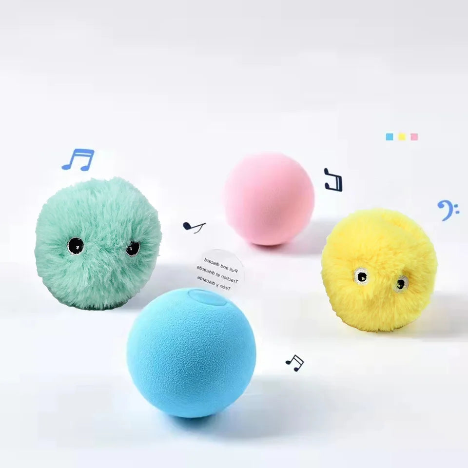 Interactive plush cat toy: Touch-sensitive, squeak feature, engaging play.