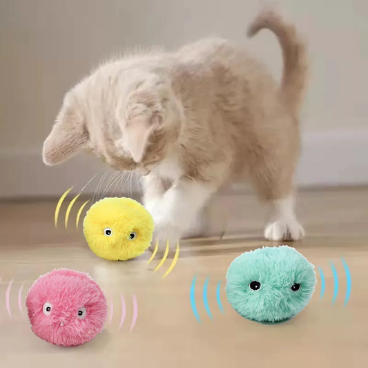 Interactive plush cat toy: Touch-sensitive, squeak feature, engaging play.