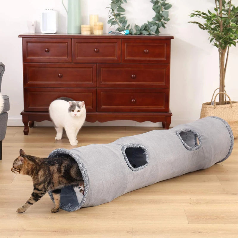 Cat Tunnel with Ball: Collapsible, fun, for cats, dogs, bunnies.