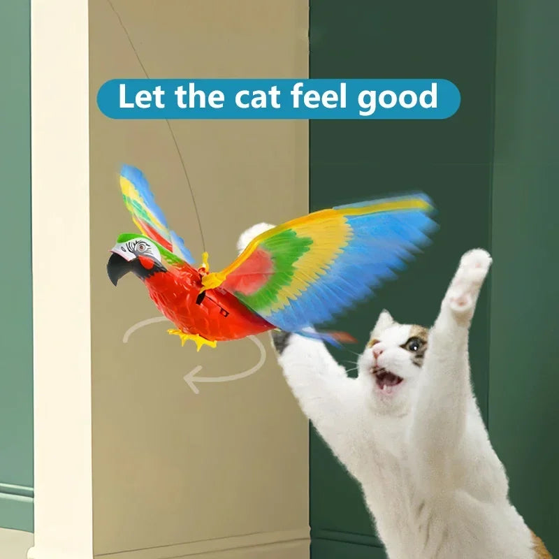 Electric interactive bird toy: Engaging playtime for cats, rope scratcher.