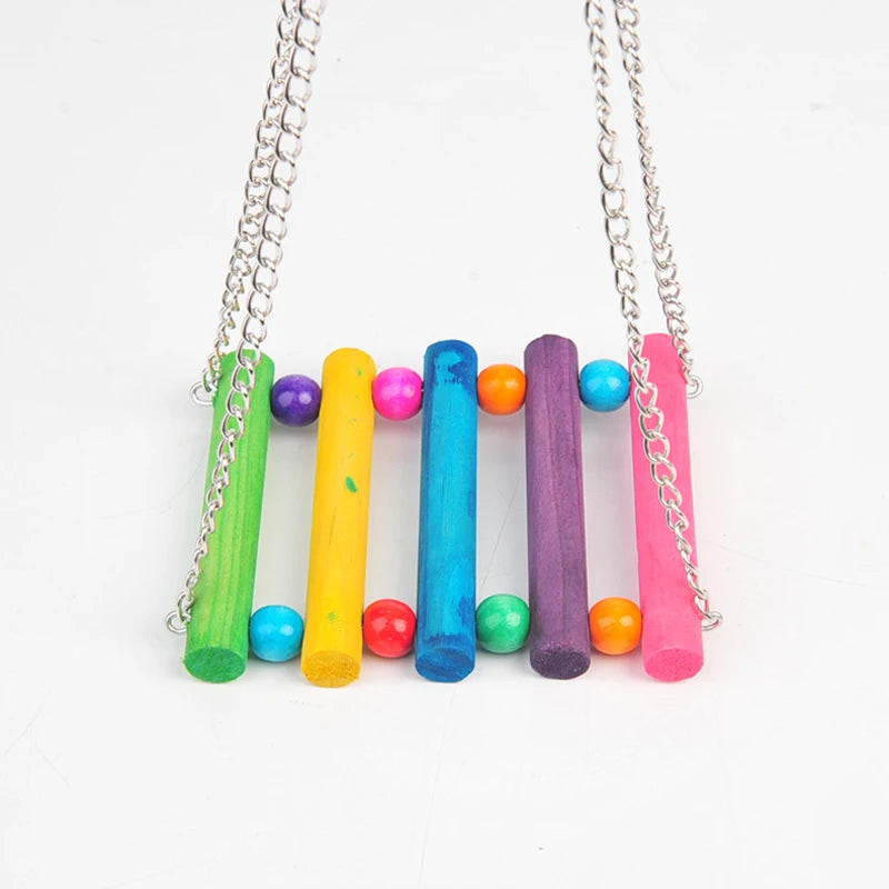 Colorful Parrot Swing Ladder: Fun Bird Exercise Supplies