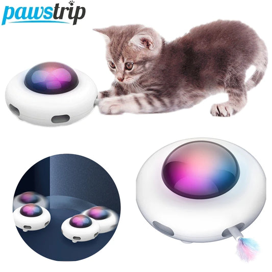 UFO Cat Teaser: Automatic rotating, eco-friendly, pet training toy.