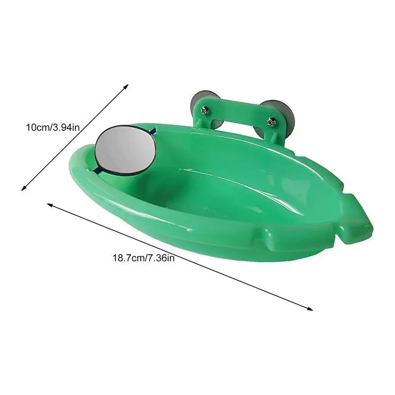 Parrot bath basin: Vibrant, functional accessory for small birds.