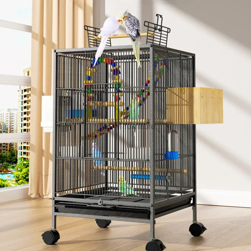 Parrot Bird Cage: Feeder Toy Grass Nest