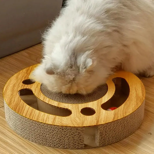 Pet Cat Scratcher: Cardboard with Balls, Catnip, Interactive Toy