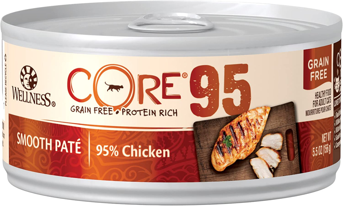 CORE Wellness 95% Natural Wet Canned Cat Food: Grain-Free Chicken, 5.5-Ounce Can (Pack of 12)