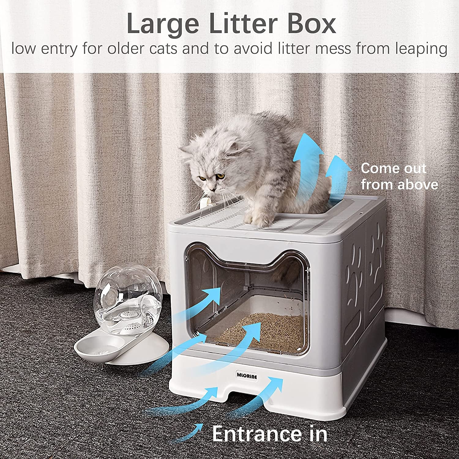 Portable Travel Cat Litter Box: Extra Large, Covered, Easy to Clean (Grey)